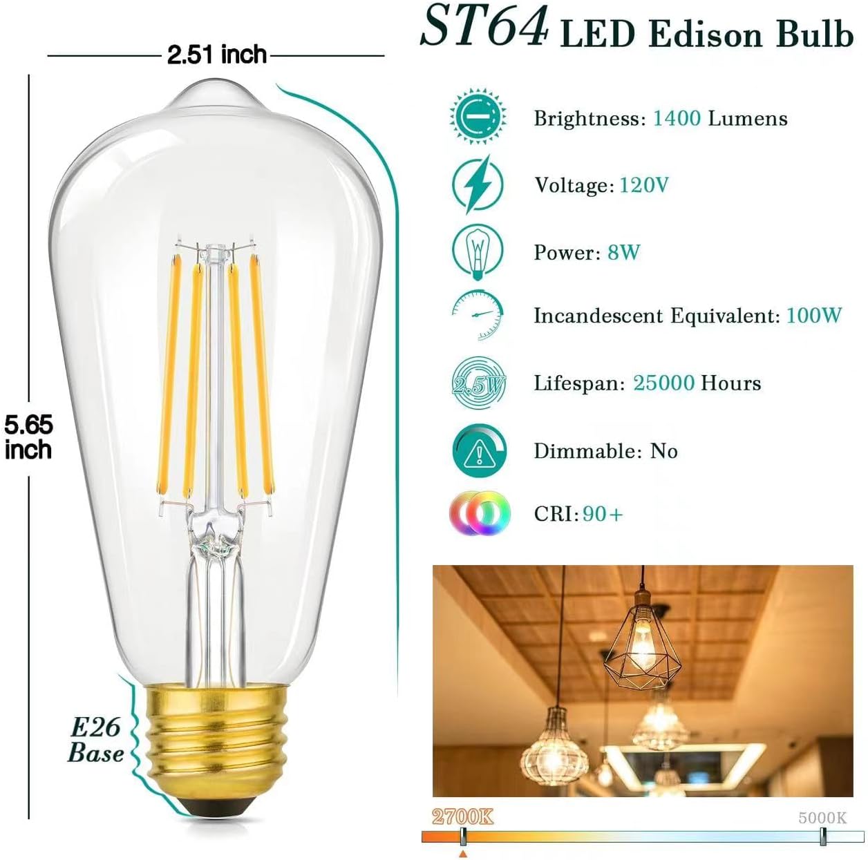 ST64 LED灯泡
