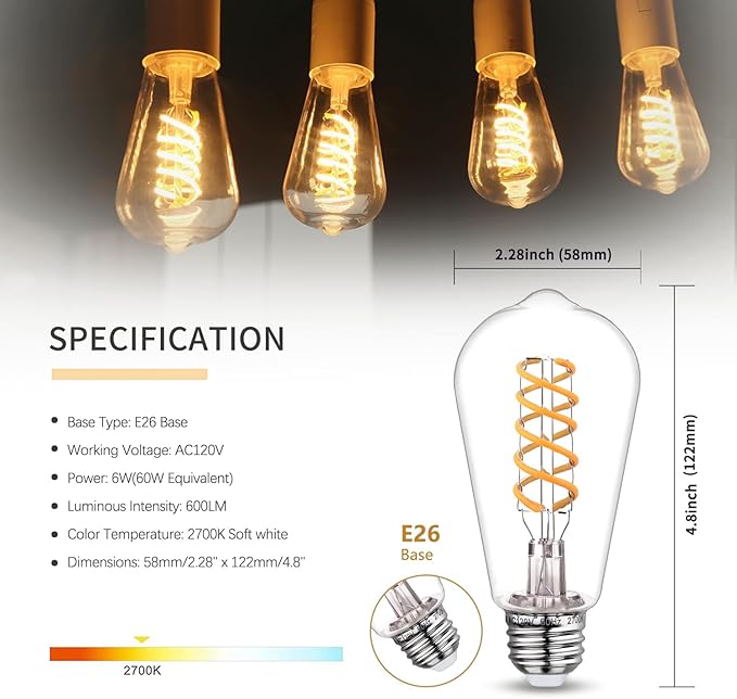 LED 螺旋灯泡 ST64
